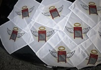 a group of towels with angel wings on them